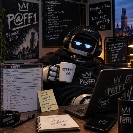 Paffbot, een robot in een P@FF1-hoodie